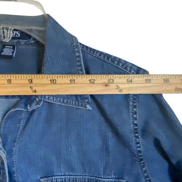 Vintage Denim Shirt Women M Blue Button Up Long Sleeve Grunge Cottage Western - Picture 5 of 9